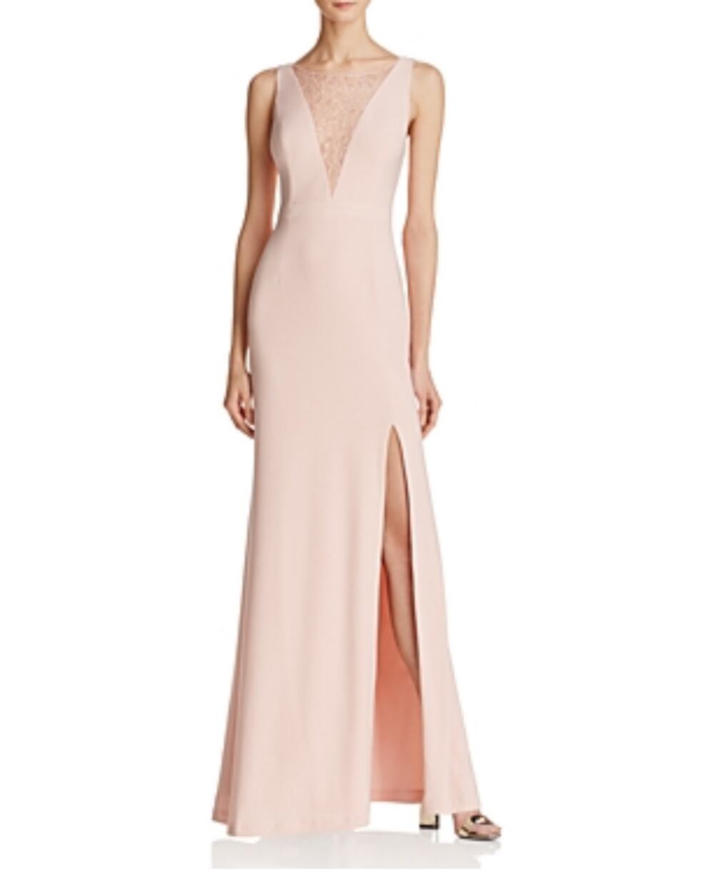 Adrianna Papell Blush Pink Evening Gown Lace Accent A-Line Formal Dress Size 10